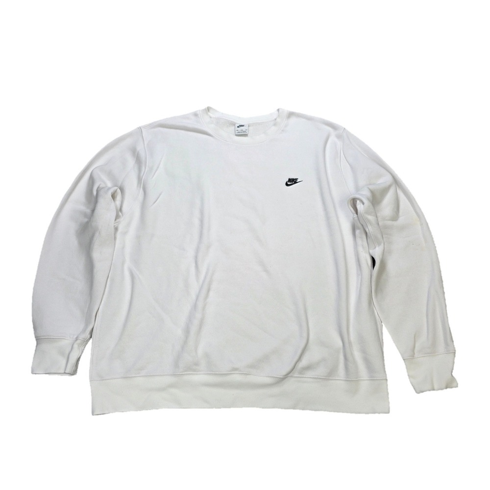 Nike Sportswear Fleece Crewneck Sweatshirt Men's Size XXL White Embroidered Logo